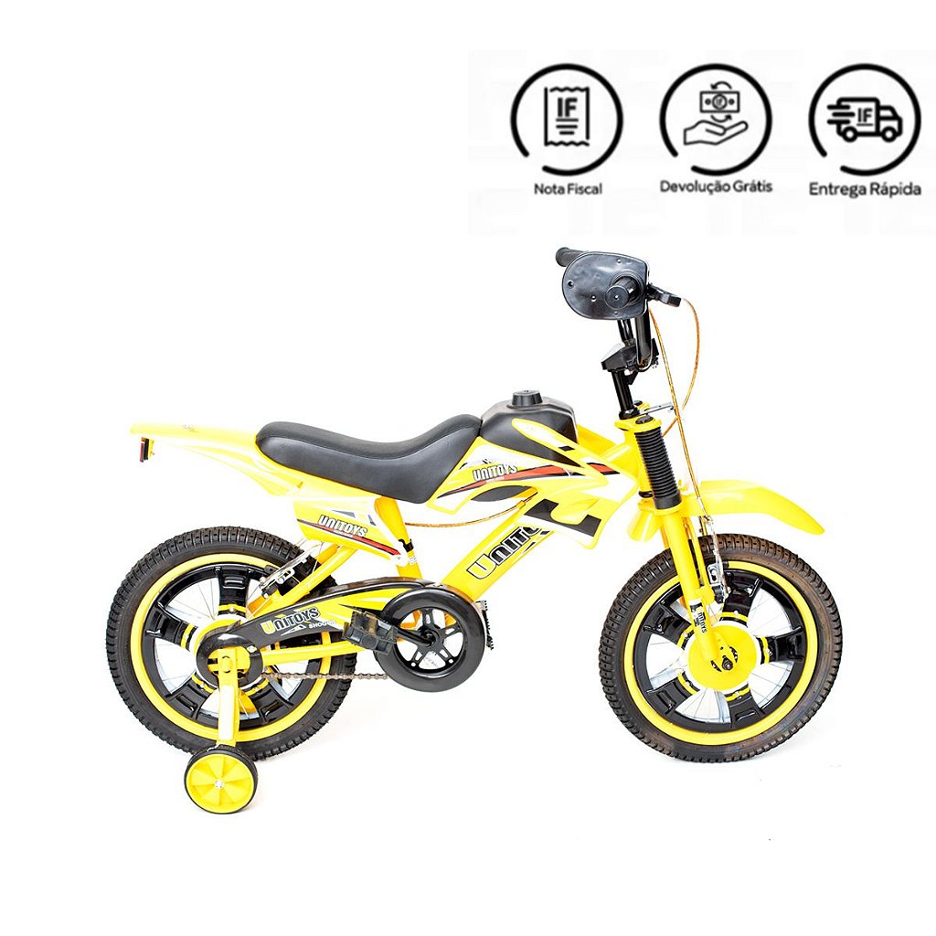 Bicicleta Infantil Aro 16 Moto Bike C/ Rodinha Menino - Glumi