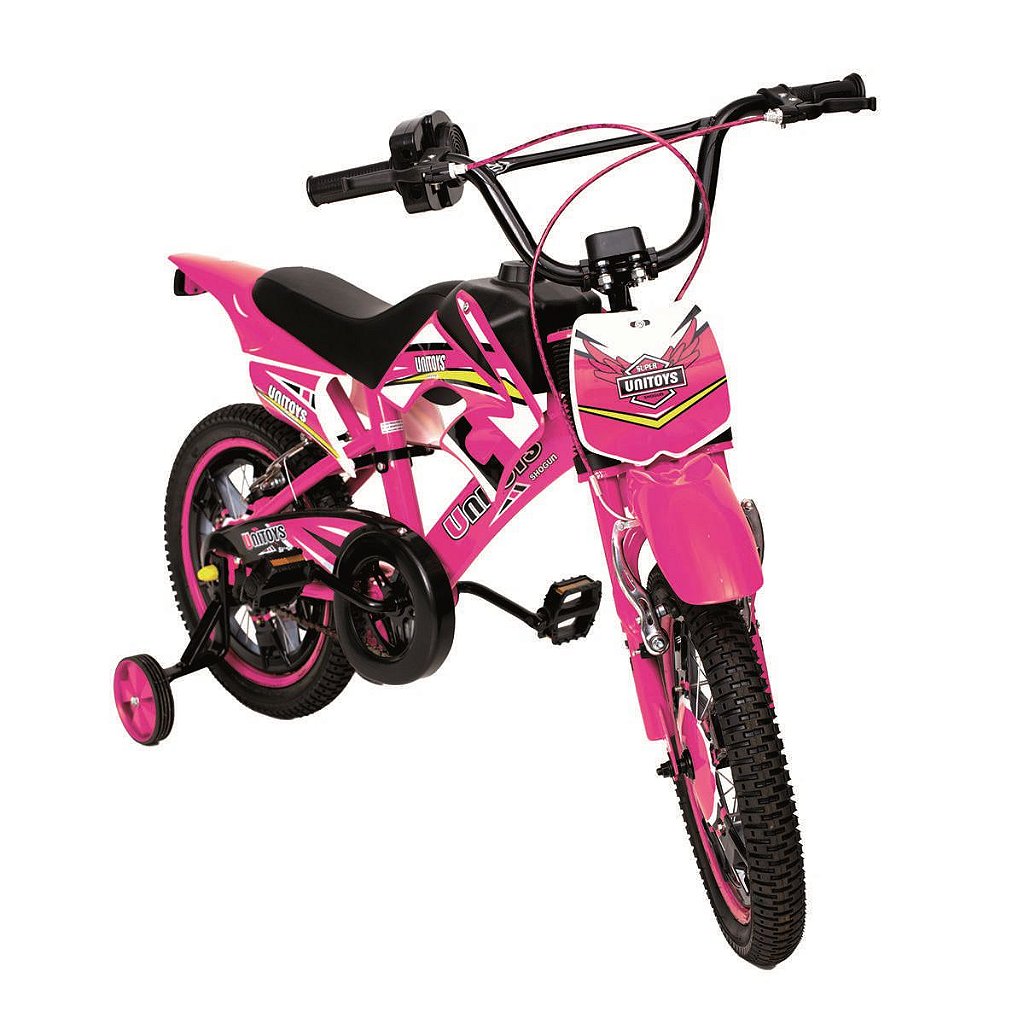 Bike Moto Cross Rosa Bicicleta Infantil Aro 16 4 A 8 Anos - Glumi