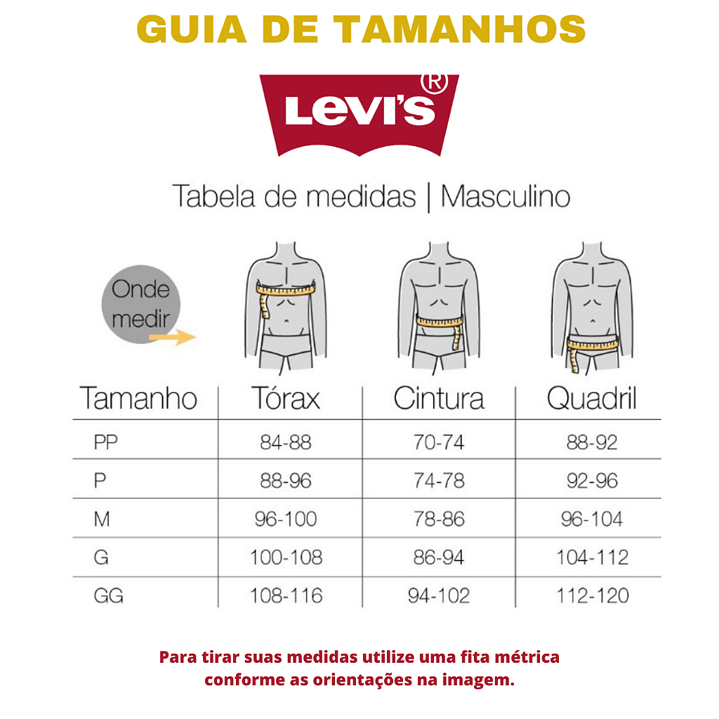 Guia hotsell tamanhos levis