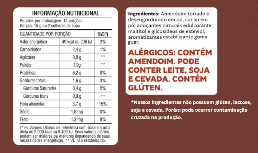 Pasta de Amendoim em Pó 210g BetterPB Chocolate Belga - Natural do Vale -  Produtos e Suplementação Natural
