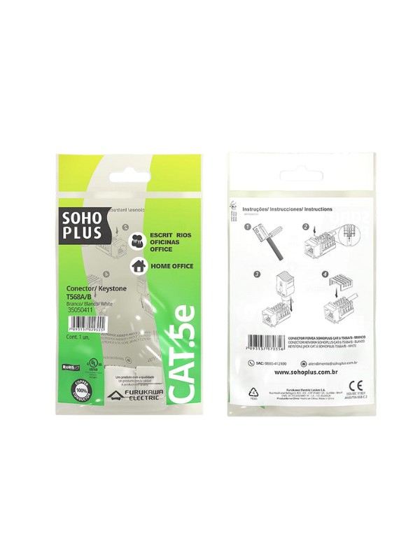 Keystone Femea Furukawa Sohoplus Cat5e Branco T568a/b