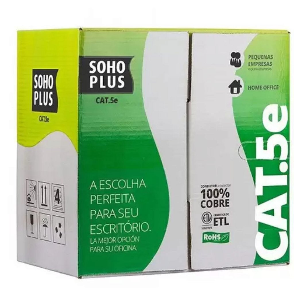 Cabo de Rede Furukawa Soho Plus Cat5e UTP 305m — 100% Cobre Sólido