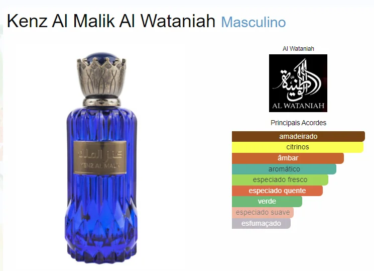 PERFUME AL WATANIAH KENZ AL MALIK EAU DE PARFUM -100ml