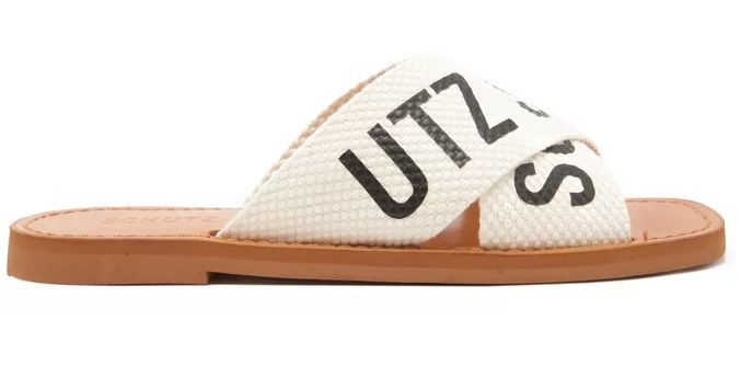 Sandália Rasteira de X Logo Schutz Trama Cru | Schutz