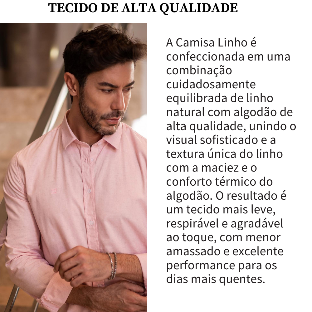 Detalhes da Camisa Masculina Slim em Linho