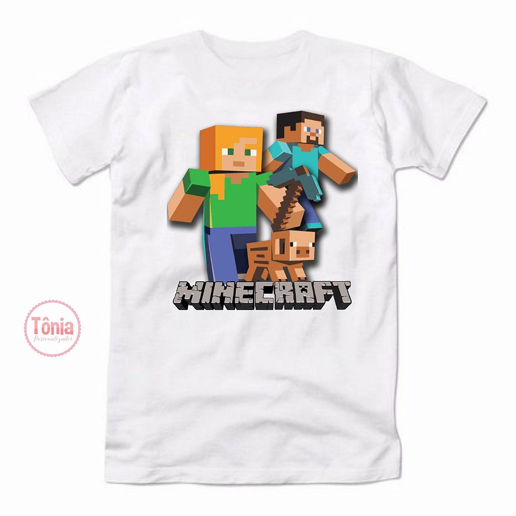 minecraft camiseta branca - Tônia Personalizados