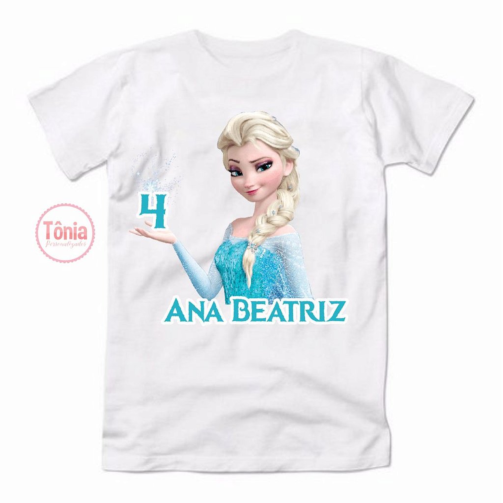 Elsa frozen camiseta personalizada com nome e idade - Tônia Personalizados