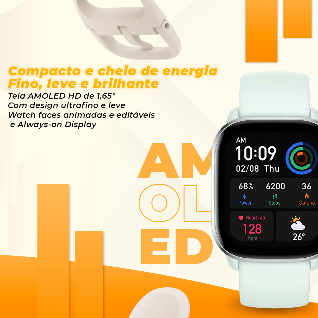 Amazfit-Mini Smartwatch GTS 2, Monitoramento do Sono, Aplicativo Zepp,  Android, iOS, 68 + Modos Esportivos, Nova Versão