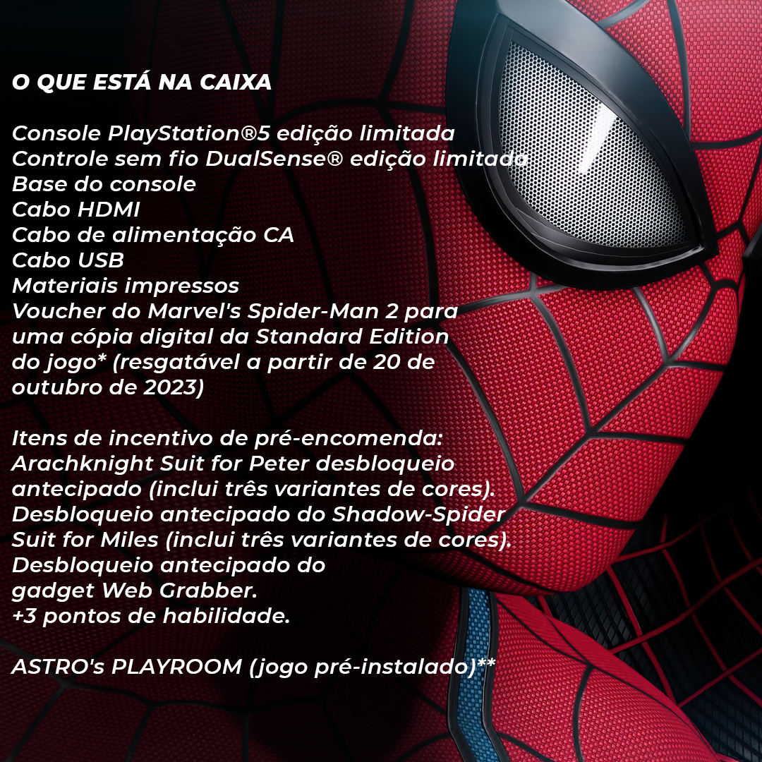 Console Sony Playstation 5 + Jogo Spider Man 2 PS5 Mídia Física em