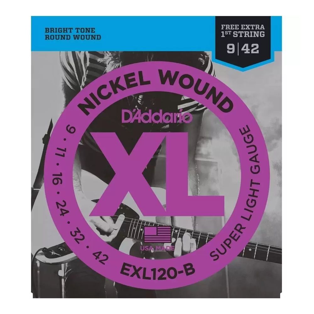 Encordoamento D'Addario 09 Guitarra EXL 120-B + PL009 XL Nickel