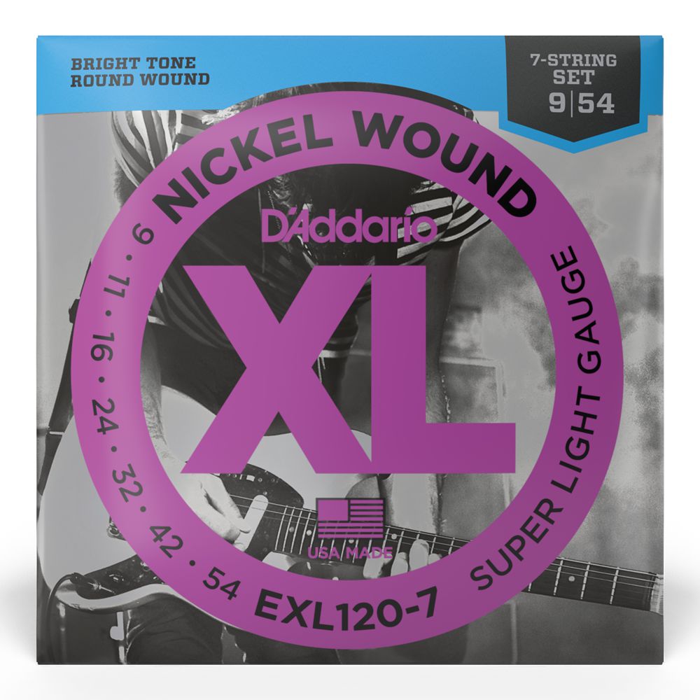 Encordoamento D'Addario 09 Guitarra 7 Cordas EXL 120-7 XL Nickel