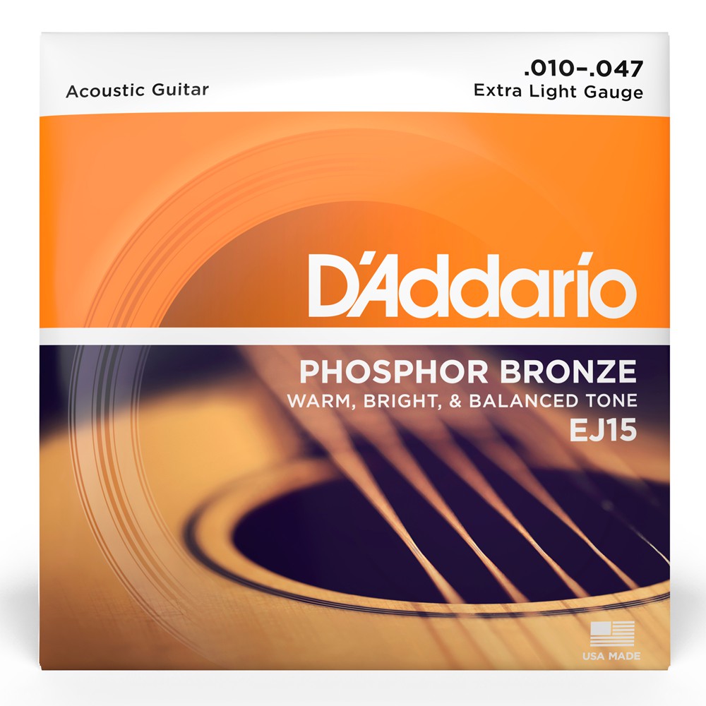 Encordoamento D'addario Violão Aço 010 EJ16 Fósforo Bronze Tensão