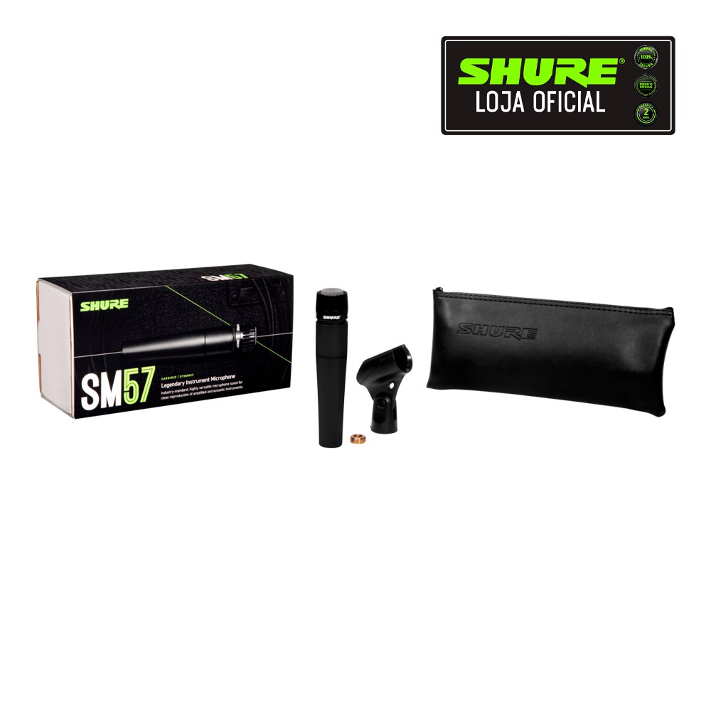 Microfone Cardióide para Instrumentos Shure SM-57 LC com Bag