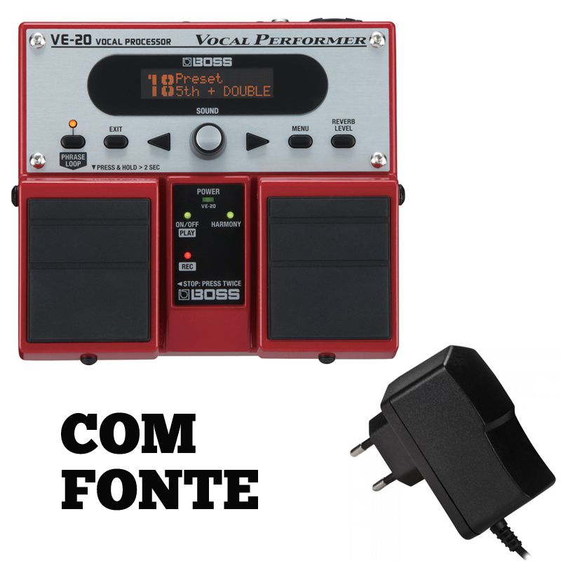 Pedal de Efeitos para Voz VE-20 - Boss + Fonte - AudioDriver