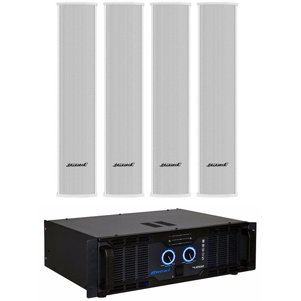 Kit Sonorização 4 Caixas Vertical Array OLB-1202.BR Branca +