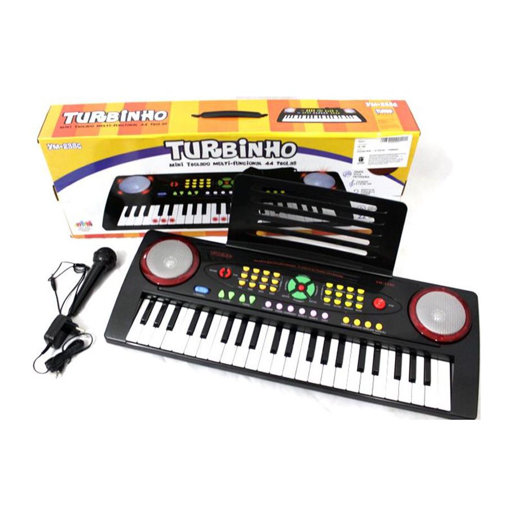 Teclado Musical Infantil com Microfone, Fonte e suporte para