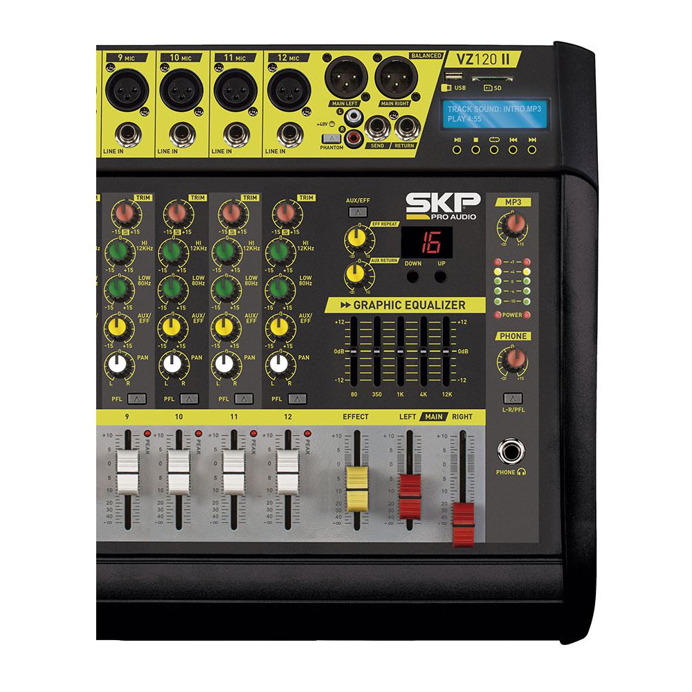 Mixer Mesa de Som Amplificada 12 Canais VZ-120 II MP3 USB BT SD