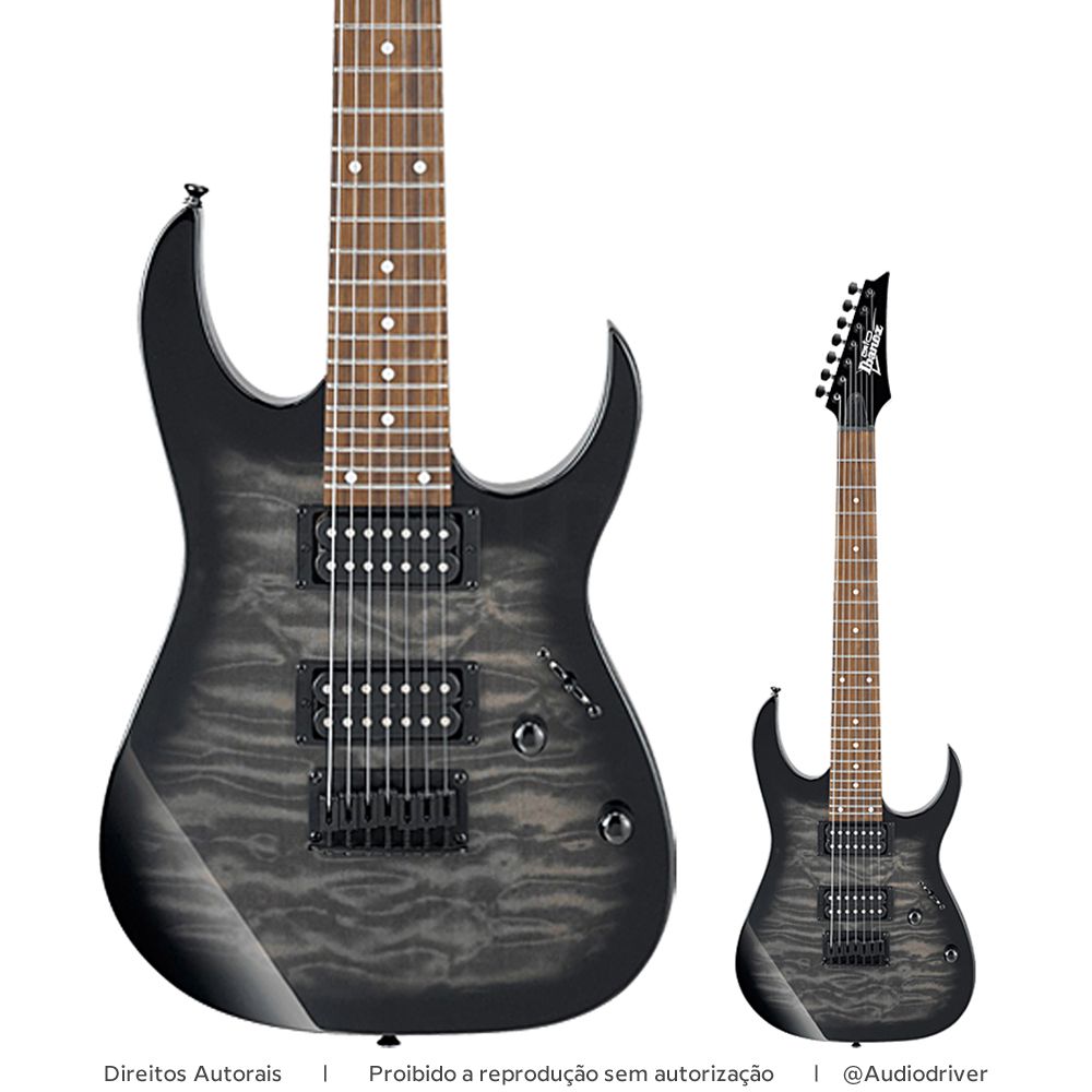 Guitarra Ibanez - 7 Cordas - GRG 7221QA TKS - AudioDriver