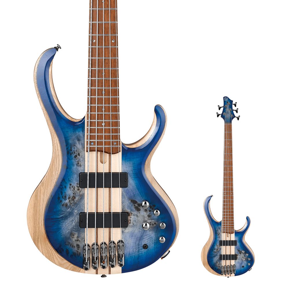ベース Ibanez BTB845 DTL Baixo 5 Cordas Ativo Ibanez BTB845 CBL Cerulean Blue Burst Low