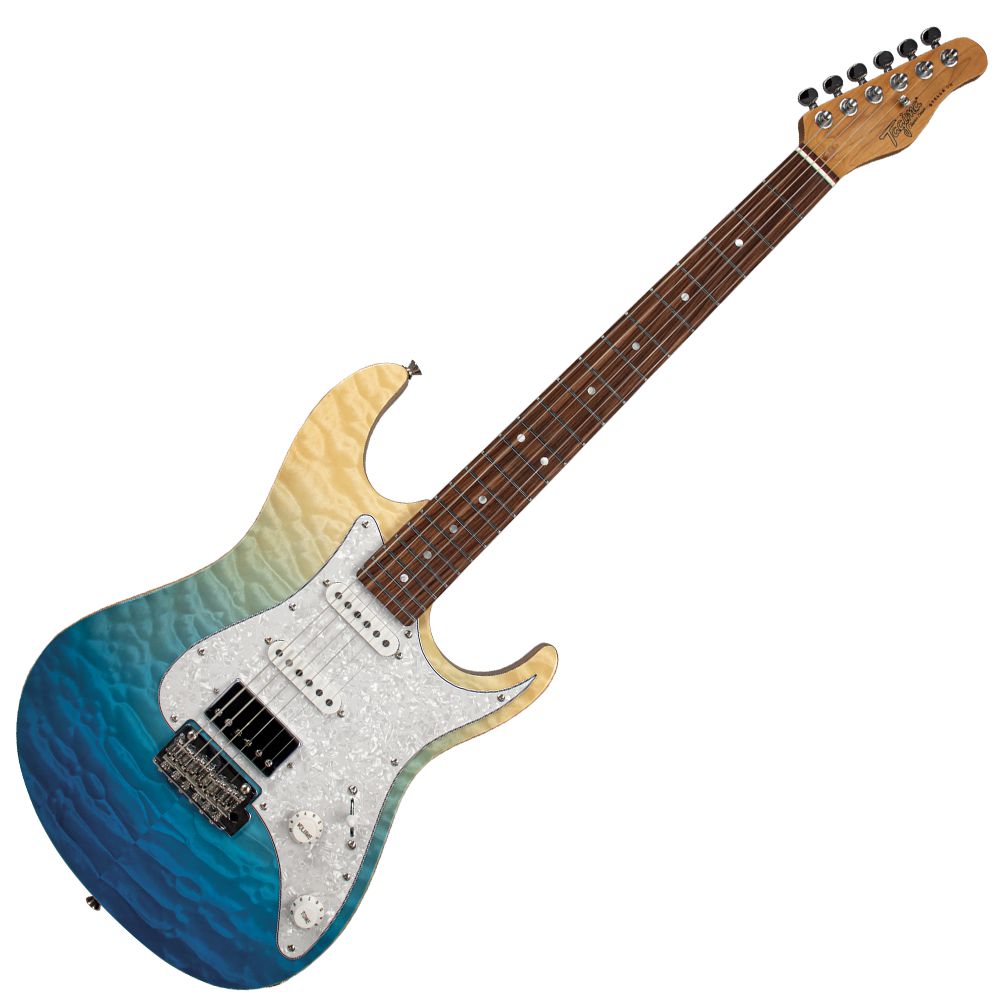 Guitarra Super Strato Stella DW TBLF DF/PW (Transparent Blue