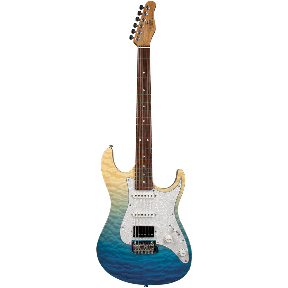 Guitarra Super Strato Stella DW TBLF DF/PW (Transparent Blue