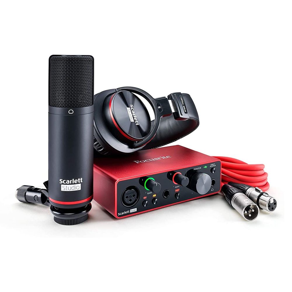 Kit Interface Scarlett Solo Studio Microfone e Headphone
