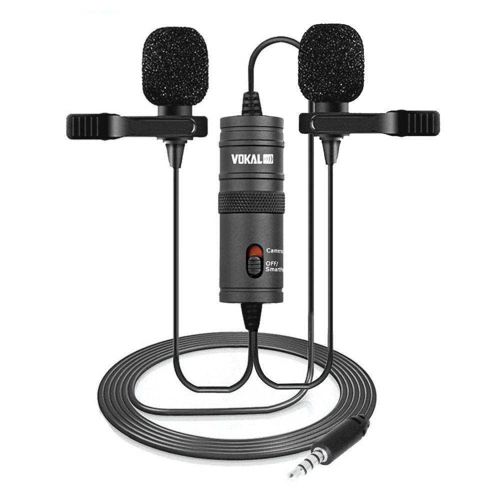 Microfone de Lapela Duplo para Smartphones Vokal SLM20