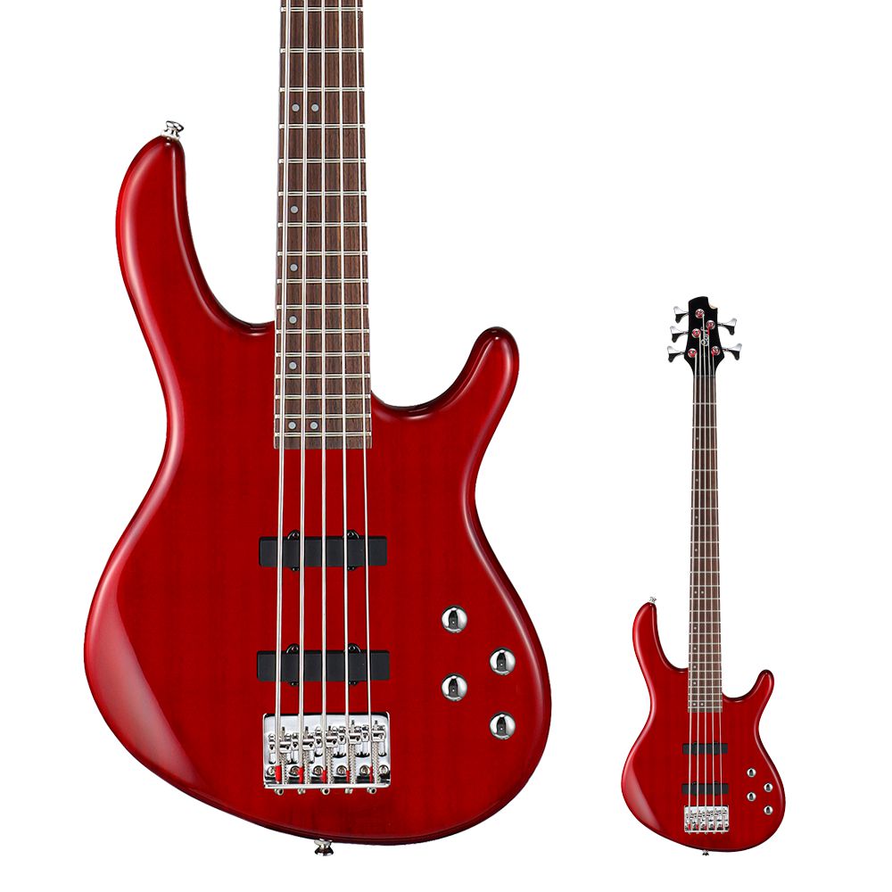 Baixo 5 Cordas Ativo Cort Action Bass V Plus Trans Red