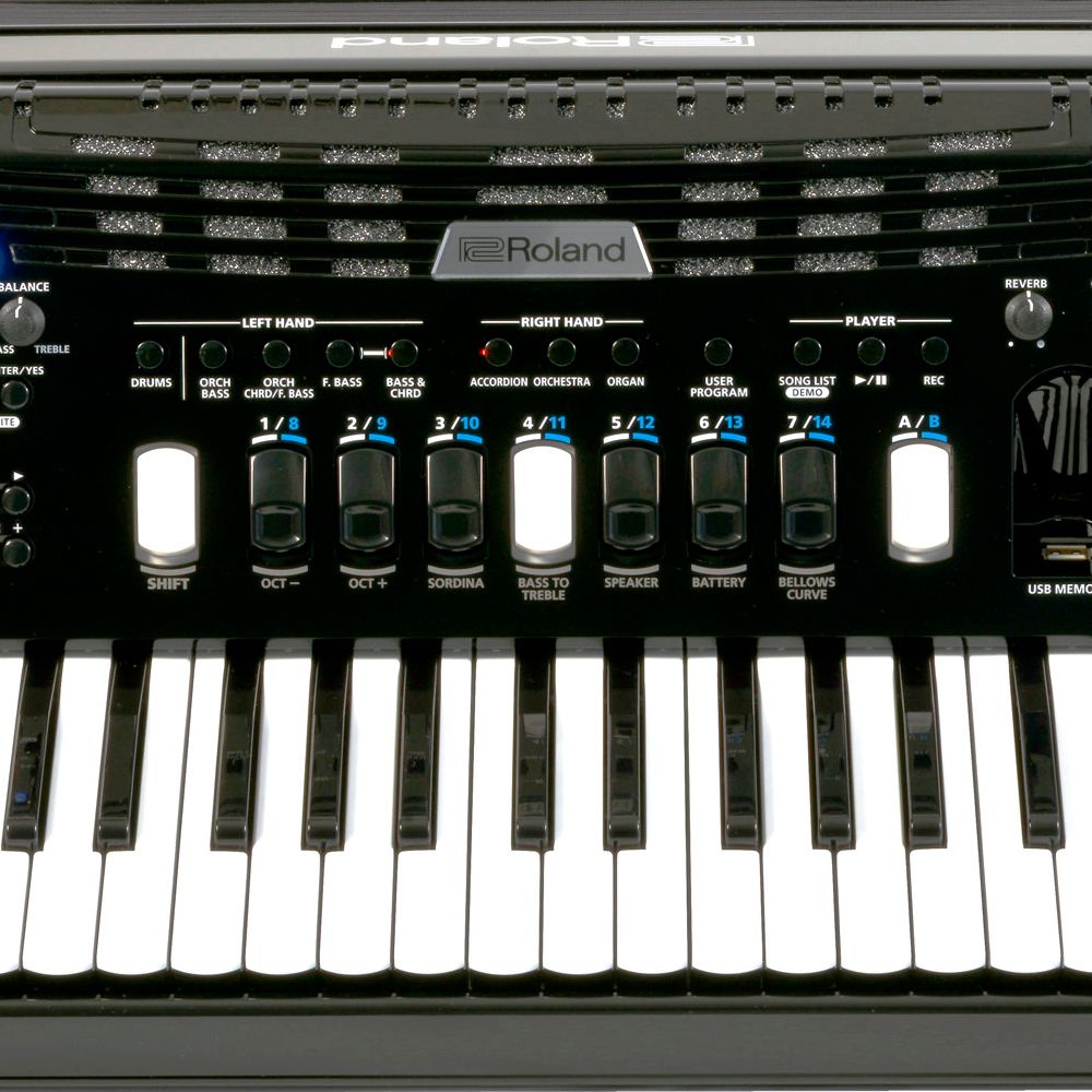 Acordeon Digital MIDI 37 Teclas 120 Baixos Roland FR-4X-BK Preto