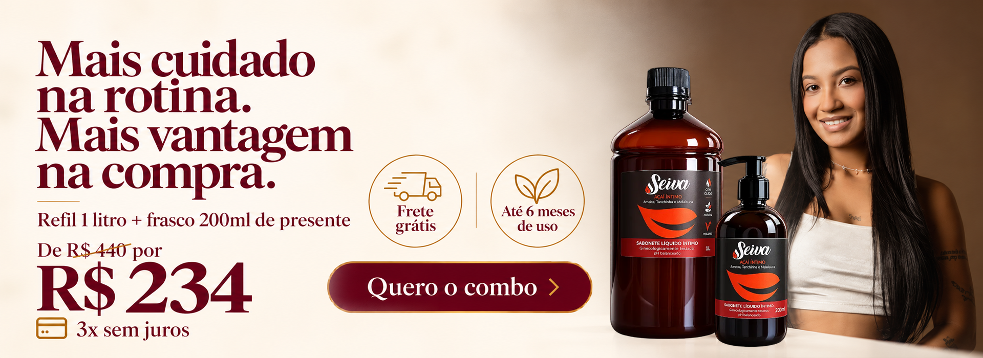 Combo 1L e 200ml Fórmula Íntima Açaí