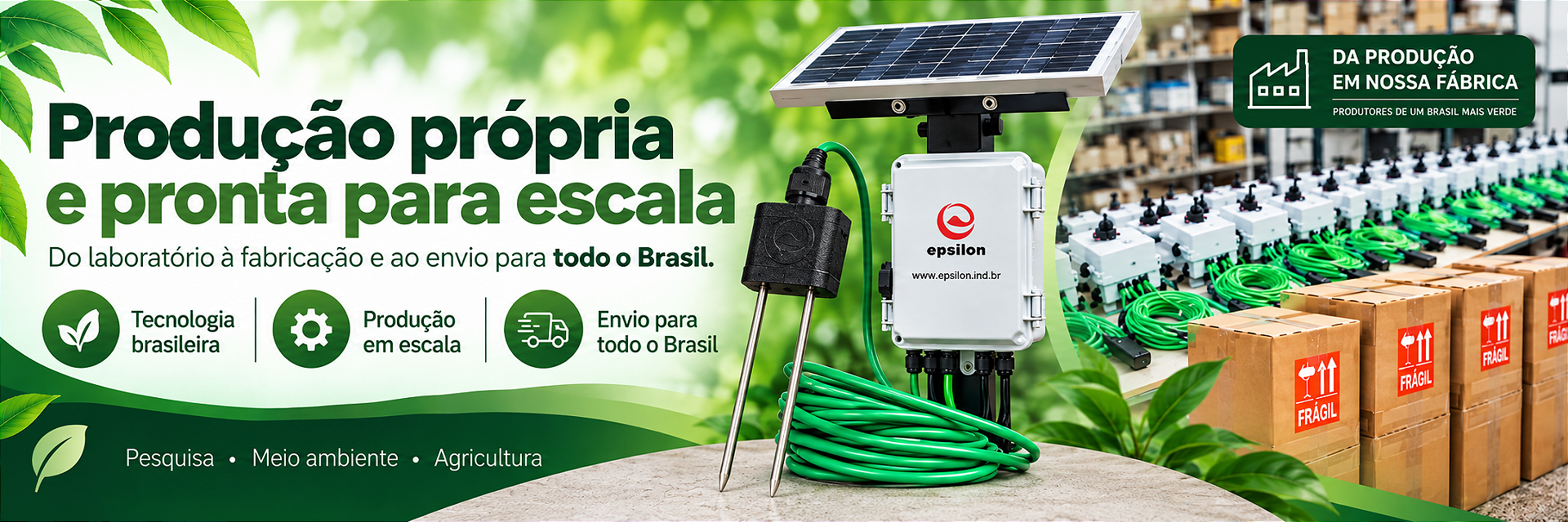 Produção própria de estações de monitoramento de solo Épsilon