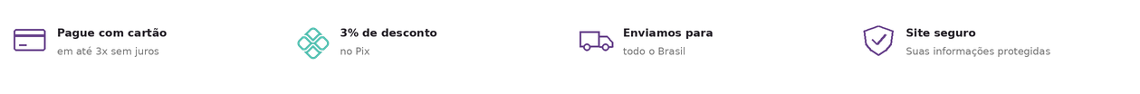 Cartão em até 3x, 3% no Pix, envio nacional e site seguro