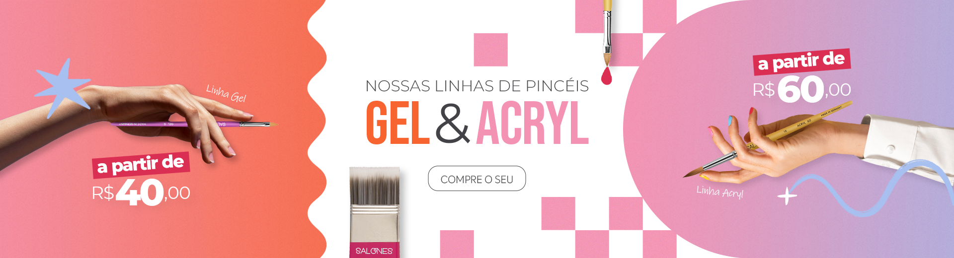 Pincéis Acryl e Gel