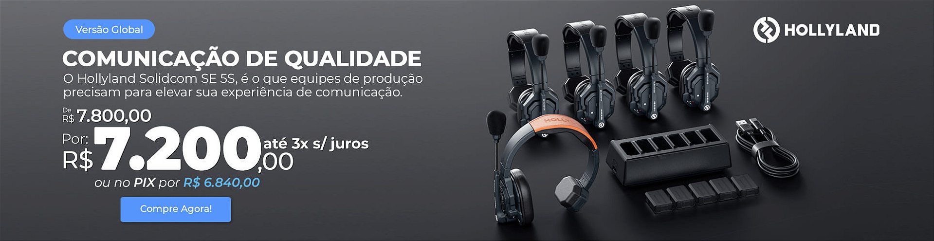 Hollyland Solidcom SE Global 5S Intercom Sem Fio