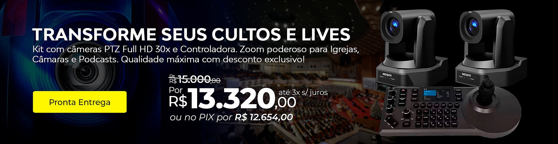 Kit com 2 Câmeras RP PTZ Full HD 1080p 30x