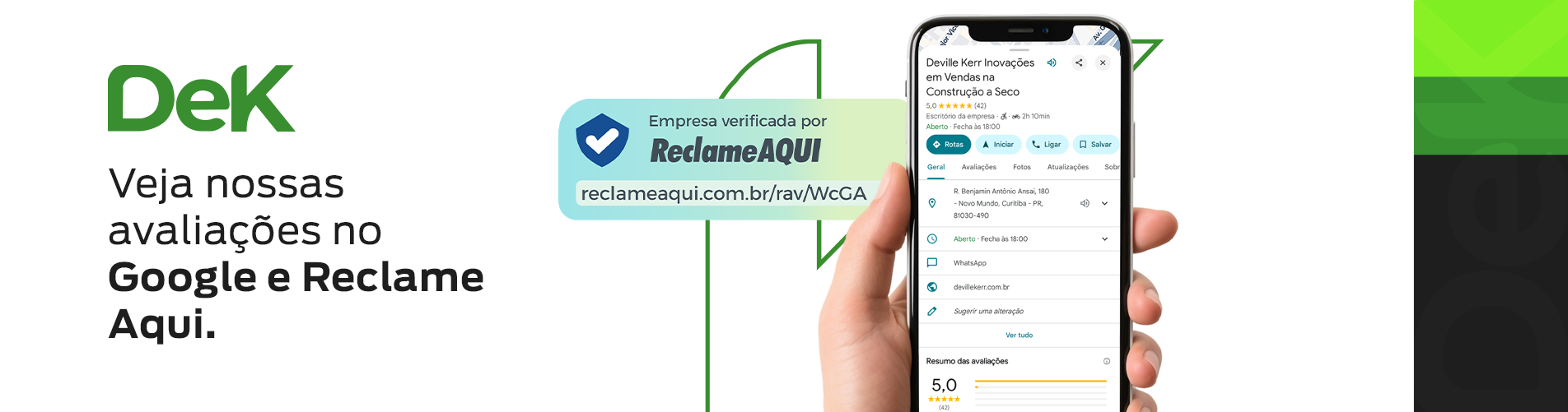 Veja nossas avaliçãoes Reclame Aqui Deville Kerr