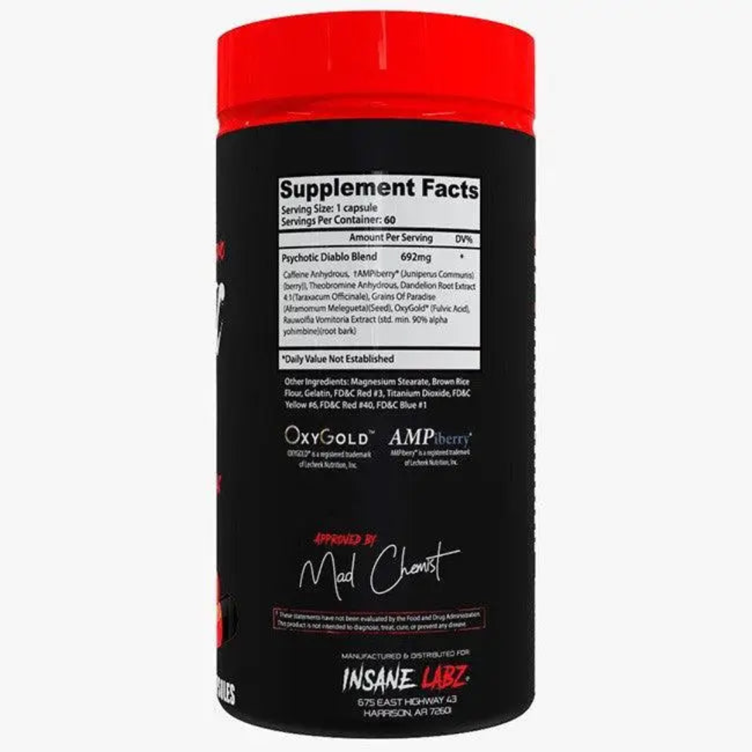 Psychotic Diablo 60 Cápsulas - Insane Labz | Energia e Foco