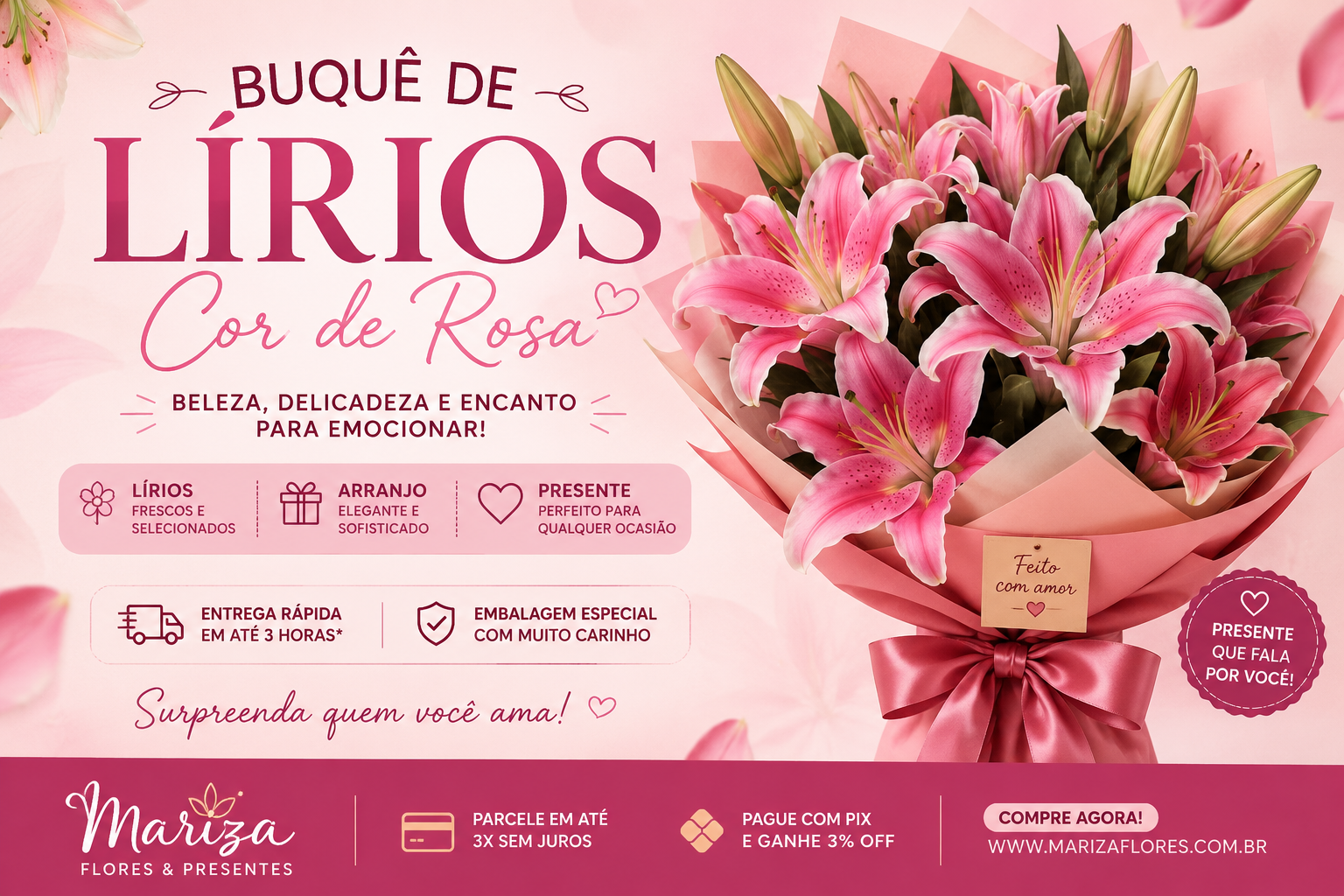 Buque de lirios  rosa
