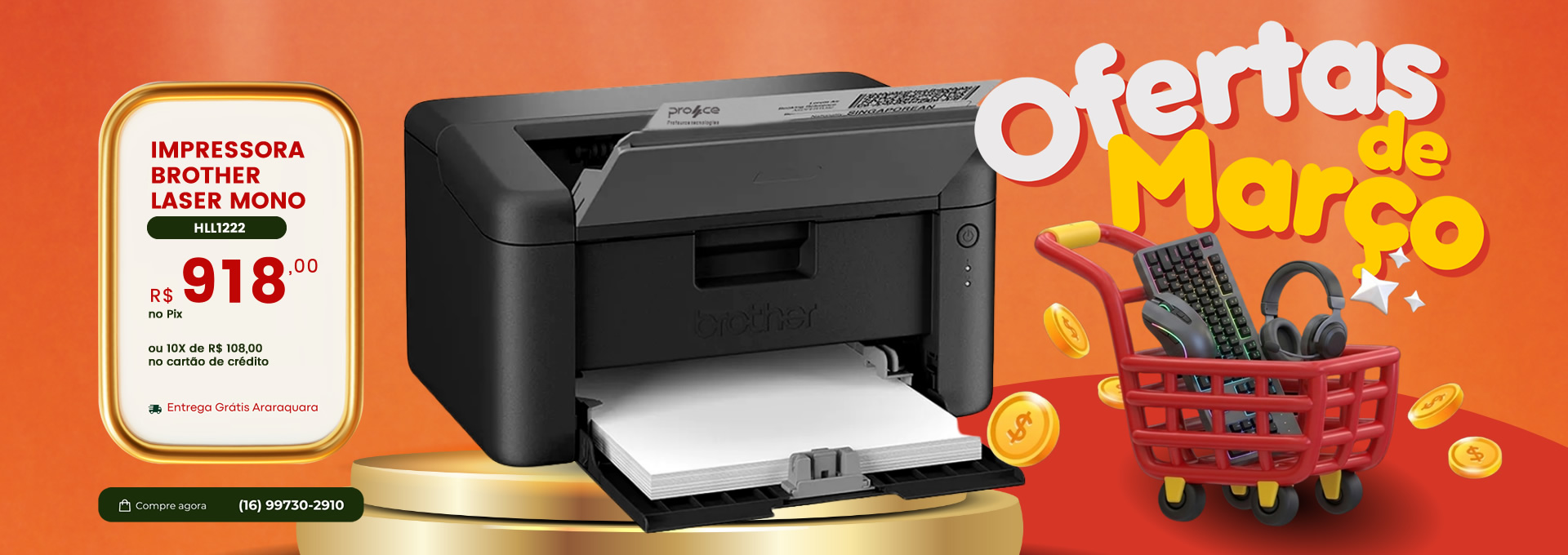 IMPRESSORA BROTHER LASER MONOCROMATICA HLL1222