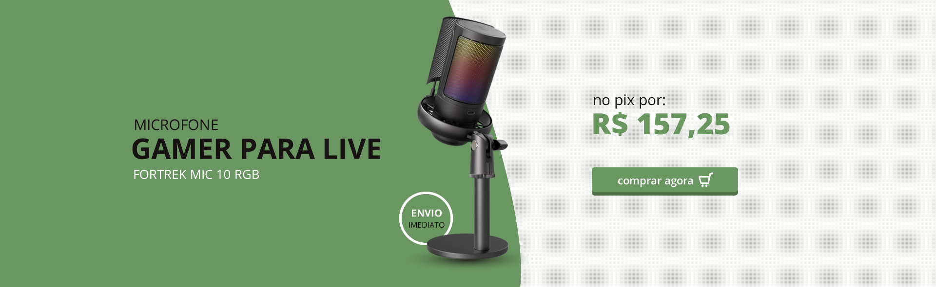 MICROFONE GAMER FORTREK MIC 10 RGB