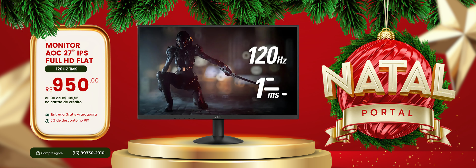 MONITOR AOC 27" IPS 120HZ 1MS FULL HD FLAT 27B30H3