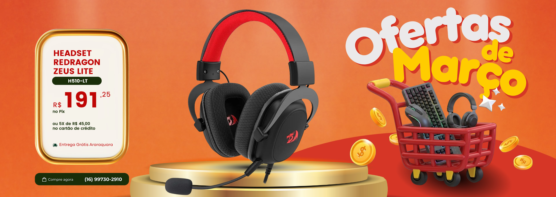 HEADSET REDRAGON ZEUS LITE PRETO H510-LT