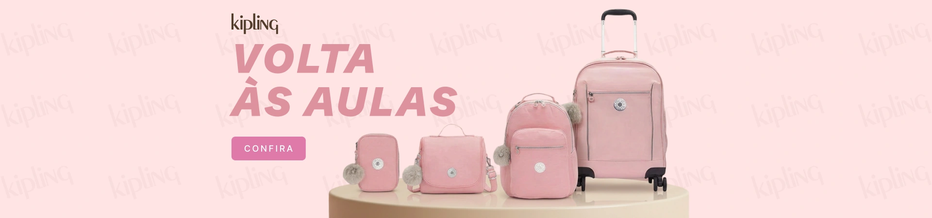 Banner novidades mochilas e estojos kipling volta as aulas 2026