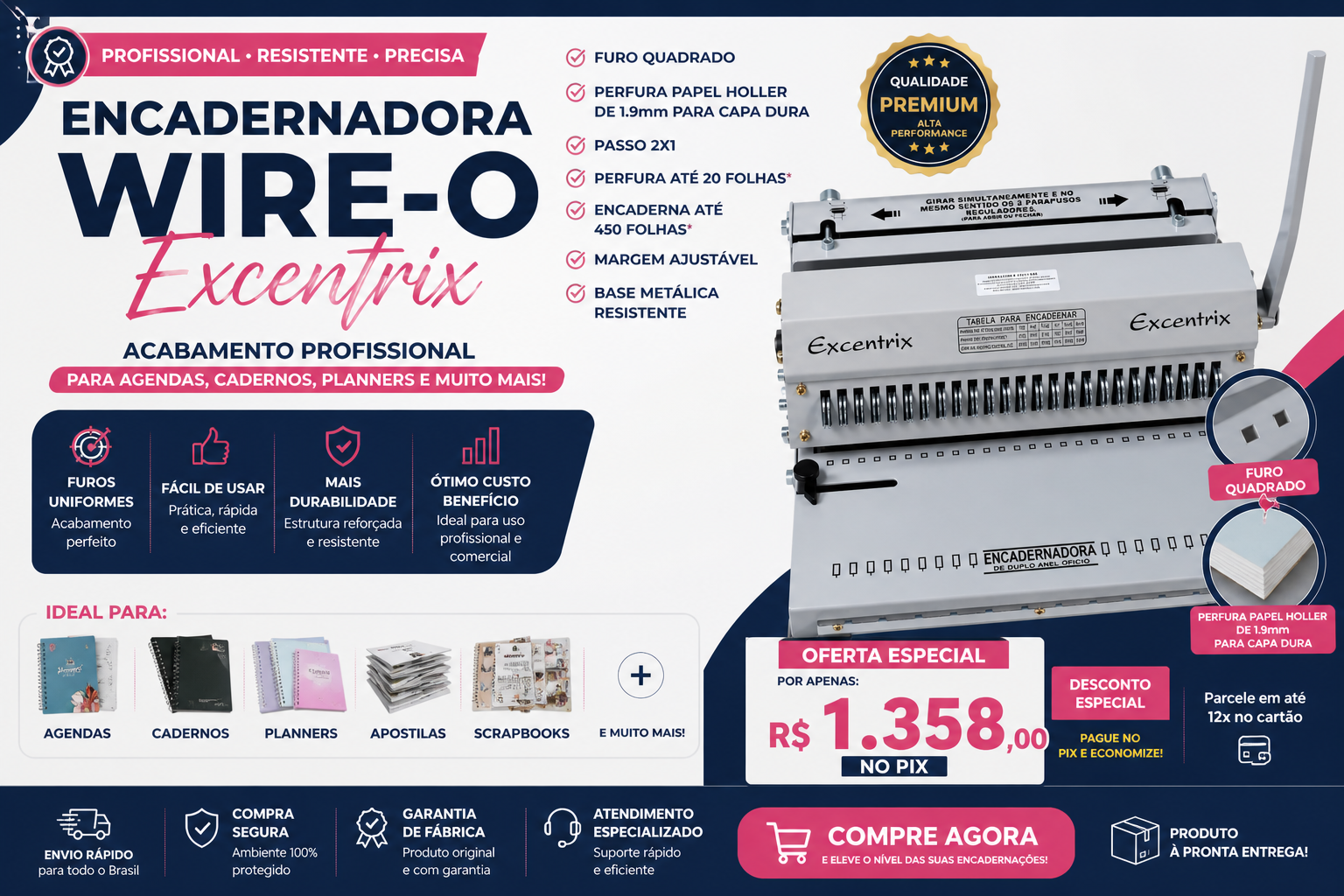 Encadernadora 2x1 Excentrix