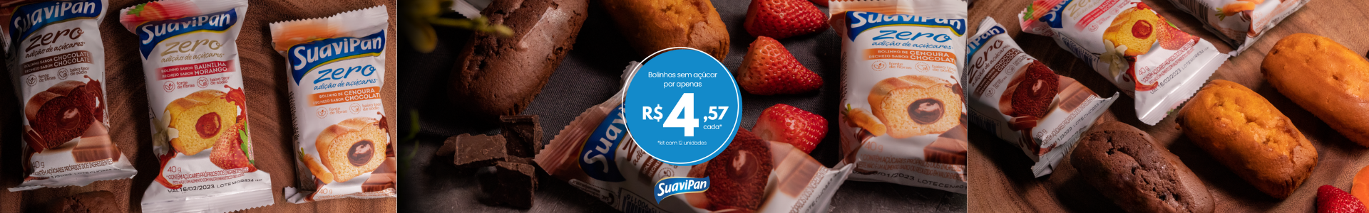 2024 Full Banner Bolinhos Zero Açúcar Kit com 12