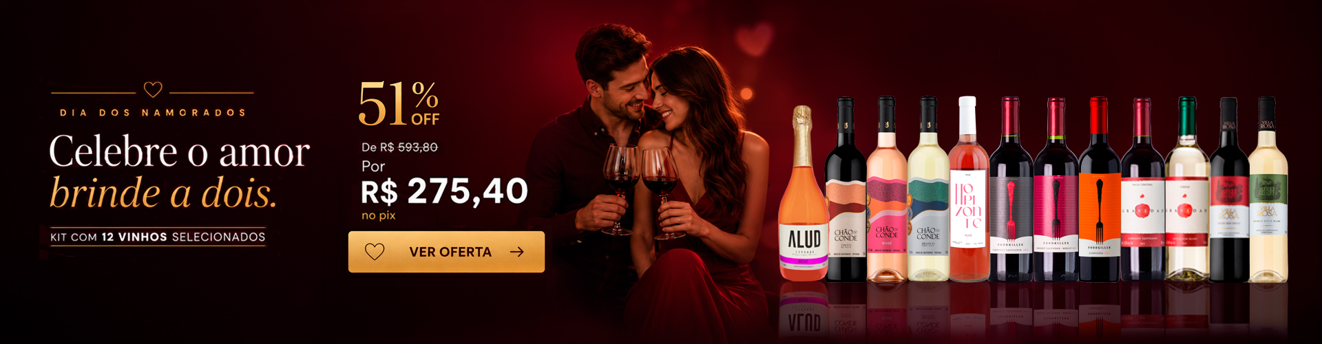 Kit 12 Vinhos Namorados