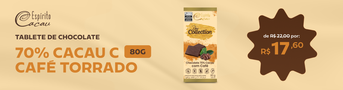 Banner Tablete de Chocolate 70% Cacau c/ Café Torrado - 80g