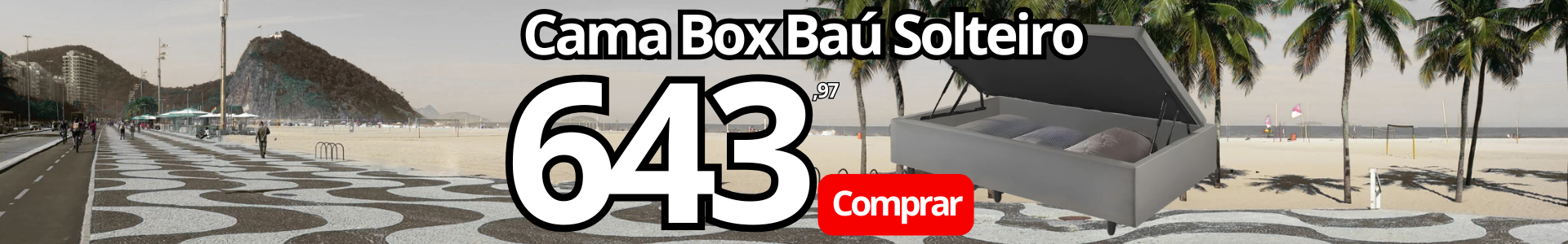 Cama Box Baú Solteiro em 08 vezes sem juros com entrega e montagem grátis no Rio de Janeiro