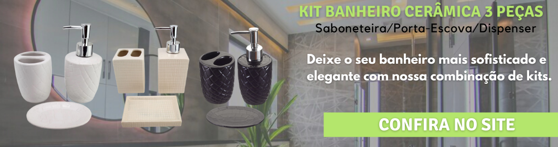 Kit Banheiro Cerâmica 3 Peças
