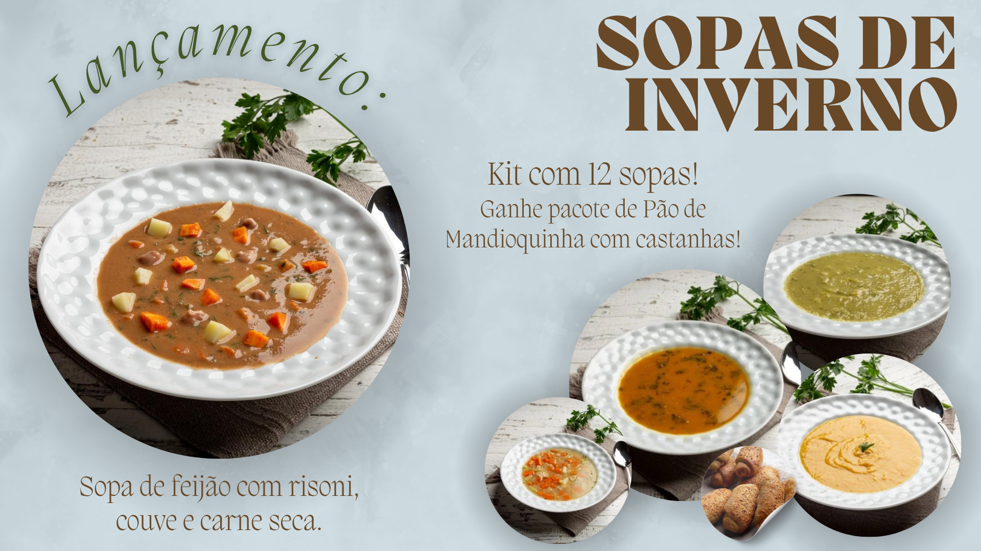 Sopa de Feijão com Risoni, Carne Seca e Couve